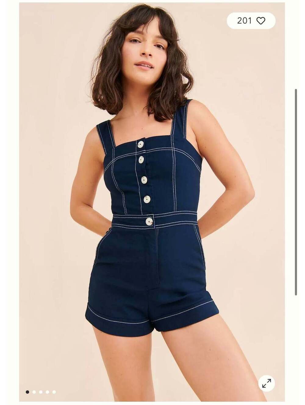 Anthropologie "Maeve Portside Romper Dark Wash Denim" NWT (Size 8)
